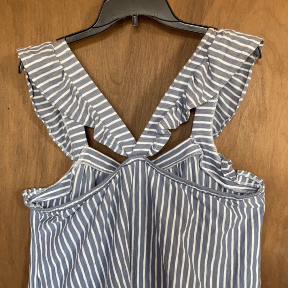LC Lauren Conrad stripe ruffle sleeve tank cotton casual boho XXL - Picture 7 of 11